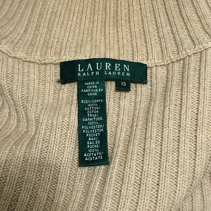 [BUNJANG] Ralph Lauren Suede Patch Beige Zip-up Sweater / 랄프로렌 스웨터 스웨이드 패치 베이지 집업 ralph lauren 빈티지