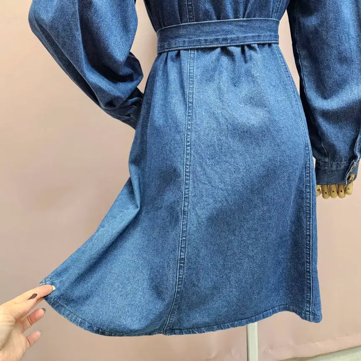 [BUNJANG] Raniakea Puff Denim Flare Dress Set / 라니아케아 퍼프 데님 플레어 원피스 제천끈 세트