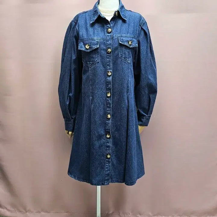 [BUNJANG] Raniakea Puff Denim Flare Dress Set / 라니아케아 퍼프 데님 플레어 원피스 제천끈 세트