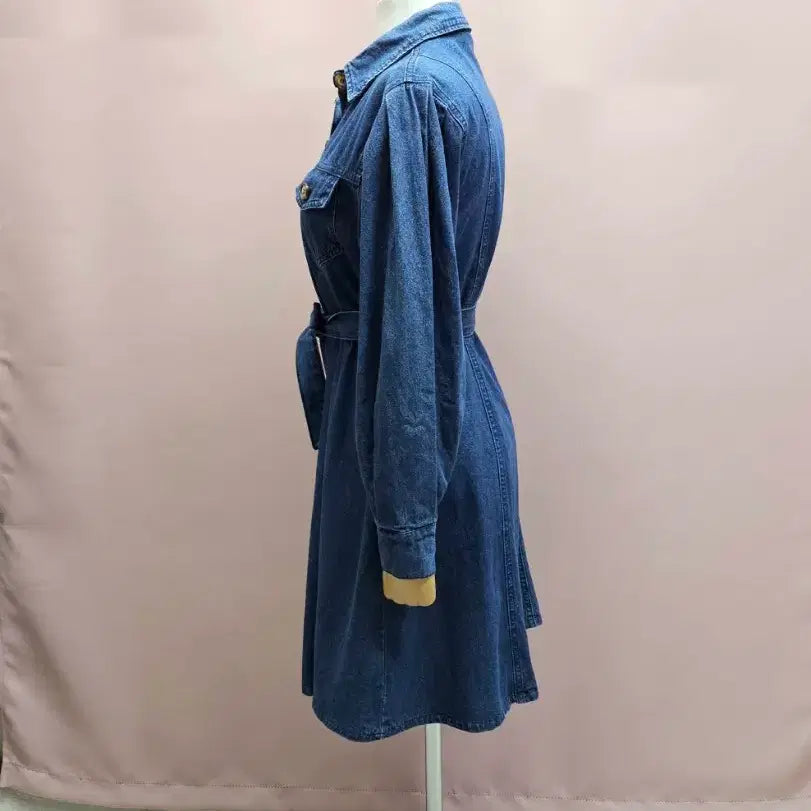 [BUNJANG] Raniakea Puff Denim Flare Dress Set / 라니아케아 퍼프 데님 플레어 원피스 제천끈 세트