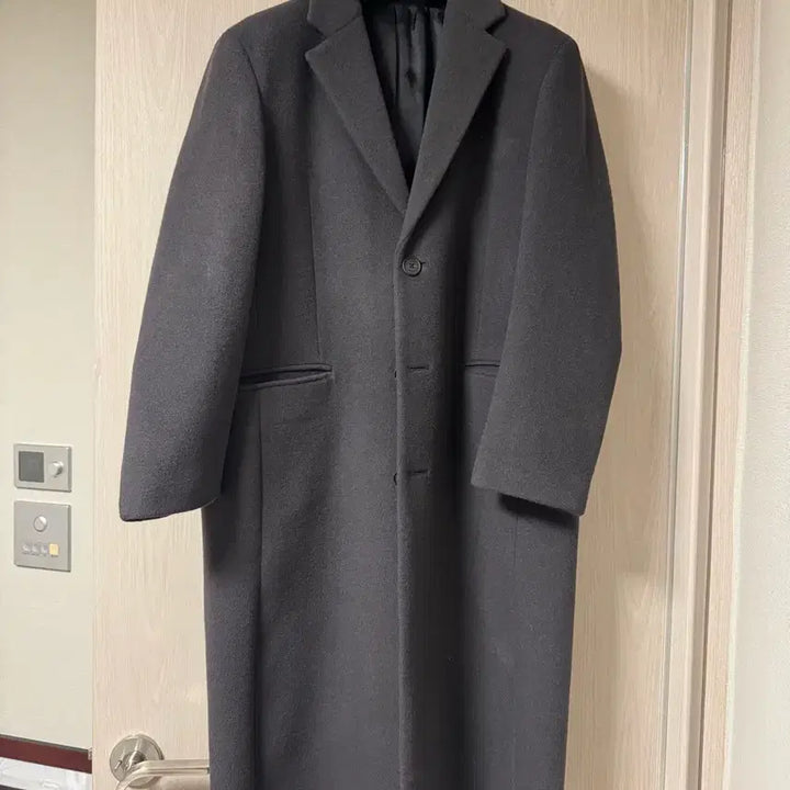 [BUNJANG] Musinsa Standard Cashmere Blend Daddy Shoulder Single Long Coat / 무신사스탠다드 캐시미어 블렌드대디숄더 싱글롱 다크그레이