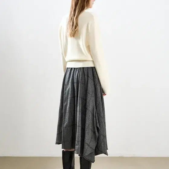 [BUNJANG] SYSTEM Wool Blend Check Bending Skirt / SYSTEM 울 블렌드 체크 밴딩 스커트