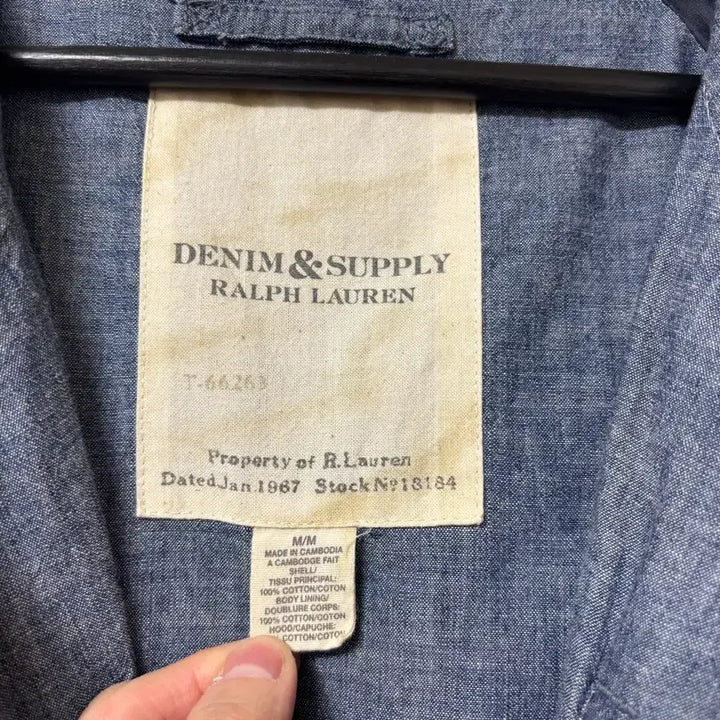 [BUNJANG] Polo Denim &amp; Supply Chambray Cotton Hooded Jacket / 폴로 데님앤서플라이 샴브레이 코튼 후디점퍼 자켓