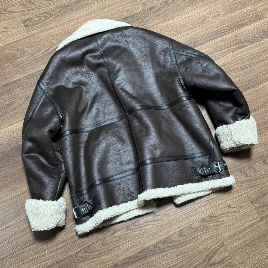 [BUNJANG] Dunst Unisex Shearling Jacket Brown M / 던스트 유니섹스 루즈핏라인 시어링 자켓 브라운 M