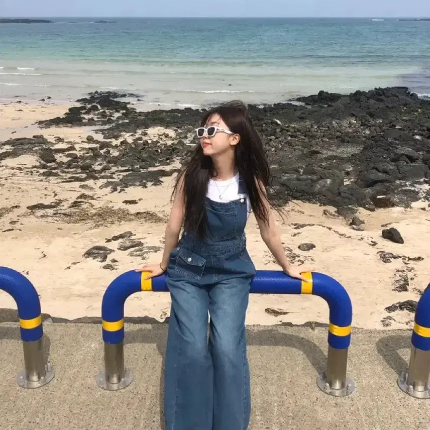 [BUNJANG] Denim Overalls Suspender Pants / 데님 오버롤 멜빵 팬츠