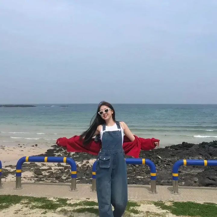 [BUNJANG] Denim Overalls Suspender Pants / 데님 오버롤 멜빵 팬츠