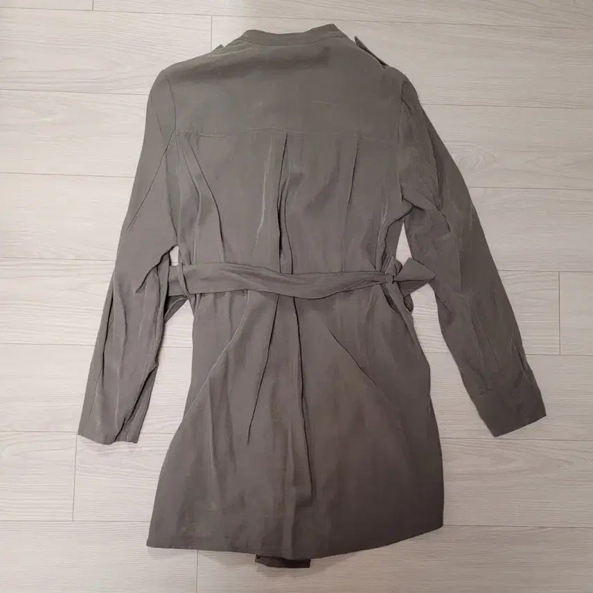 [BUNJANG] Plastic Island Olive Green Long Coat (M) / 여성 플라스틱 아일랜드 봄 롱코트 M