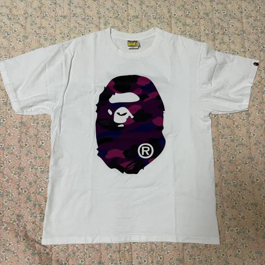 [SOLD OUT] 베이프 빅 에이프 헤드 티셔츠 화이트 퍼플 XL