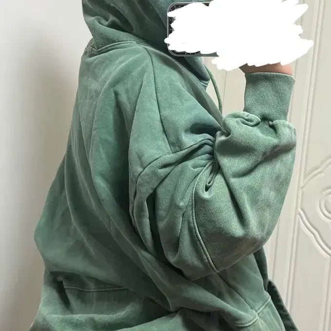 [BUNJANG] Pigment Washed Oversized Hoodie Green / 피그먼트 워싱 오버핏 후드티 그린