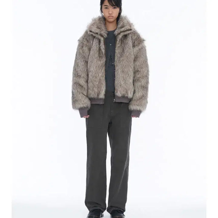 [BUNJANG] Wellbeing Express Gray Fur Jacket / 웰빙익스프레스 퍼자켓 그레이