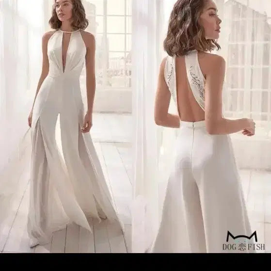 [BUNJANG] White Jumpsuit Wedding Dress / 여신 화이트 점프수트 웨딩룩 파티복
