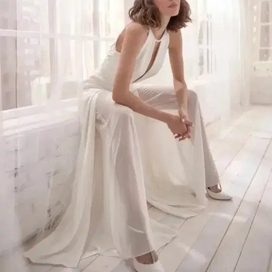 [BUNJANG] White Jumpsuit Wedding Dress / 여신 화이트 점프수트 웨딩룩 파티복