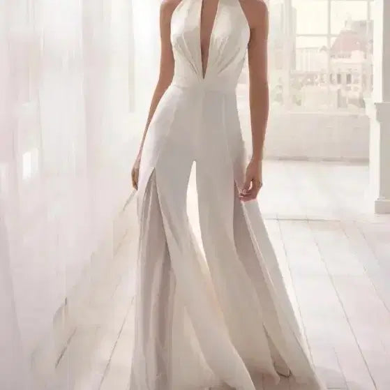 [BUNJANG] White Jumpsuit Wedding Dress / 여신 화이트 점프수트 웨딩룩 파티복