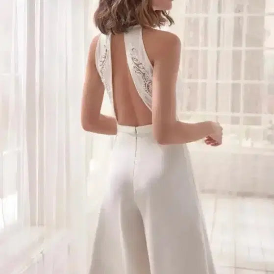 [BUNJANG] White Jumpsuit Wedding Dress / 여신 화이트 점프수트 웨딩룩 파티복