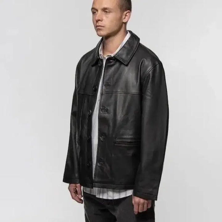 [BUNJANG] Stussy Leather Carcoat Jacket (Size M) / 스투시 레더 카코트 자켓 m