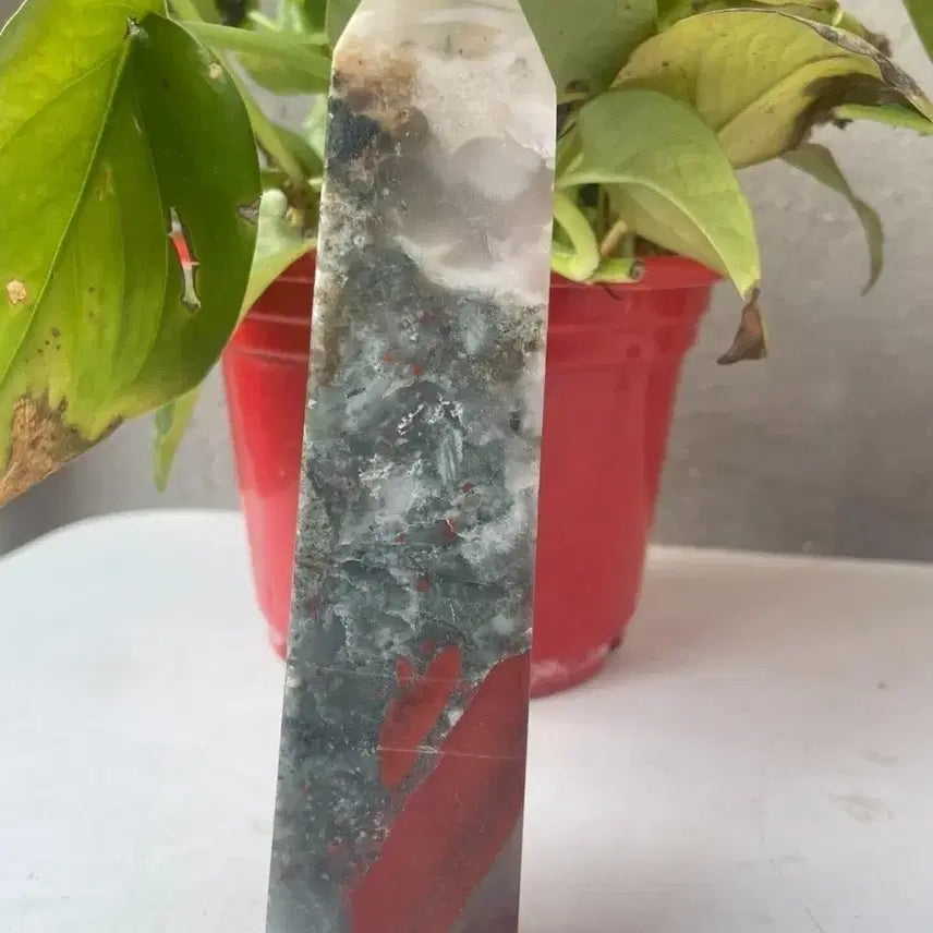 [BUNJANG] African Bloodstone Obelisk 576g 19.1cm / 아프리카 혈석 피로회복 576g 19.1cm