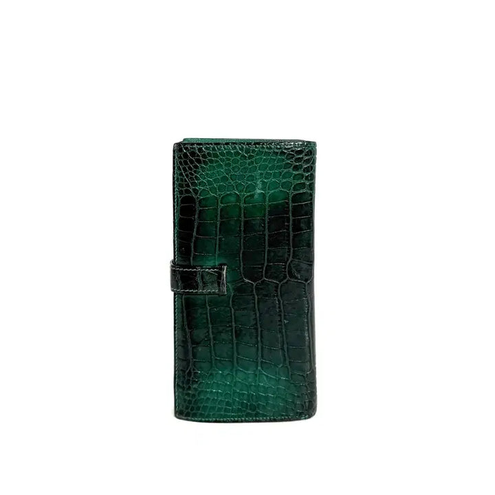 [BUNJANG] Hermes Bearn Crocodile Long Wallet / 에르메스 베안 와니 크로커다일 장지갑 그린 [Q]