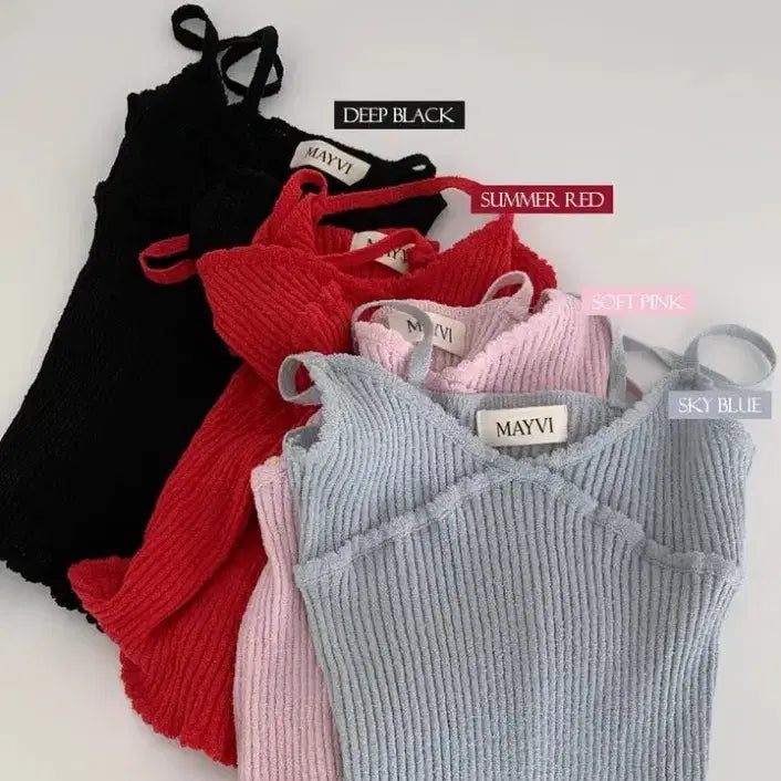 [BUNJANG] UnderB Bibbidi Knit Sleeveless Top / (새 것, 택 O) 언더비 Bibbidi 니트 슬리브리스 블랙, 핑크