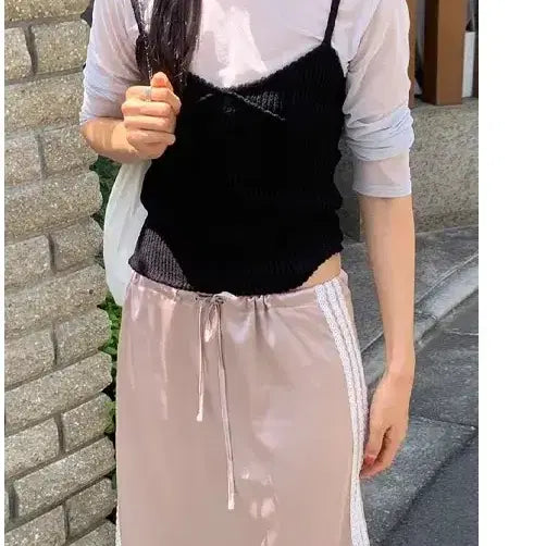 [BUNJANG] UnderB Bibbidi Knit Sleeveless Top / (새 것, 택 O) 언더비 Bibbidi 니트 슬리브리스 블랙, 핑크