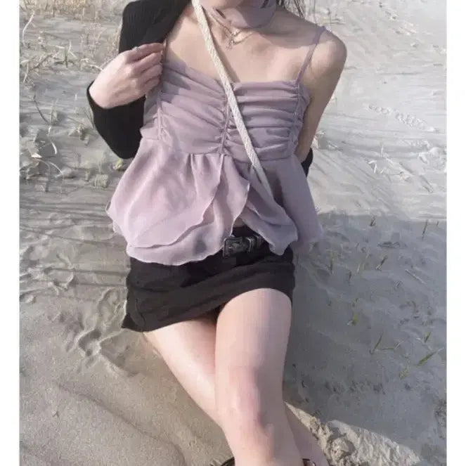 [BUNJANG] angelnumber555 Tulip Sleeveless Top / angelnumber555 튤립 슬리브리스 탑