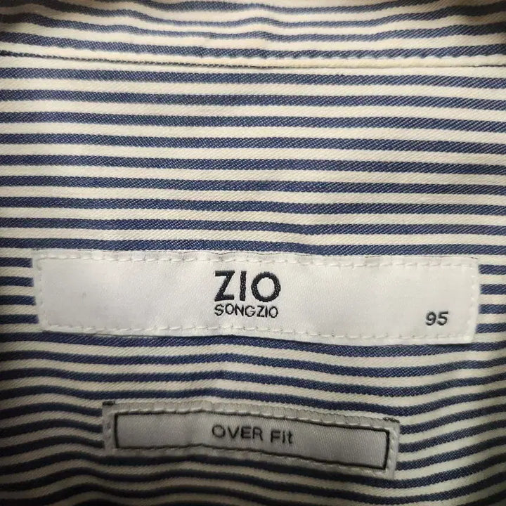 [BUNJANG] ZIOZIO Embroidered Stripe Shirt / 지오송지오 등판자수 오버핏 스트라이프 셔츠 95