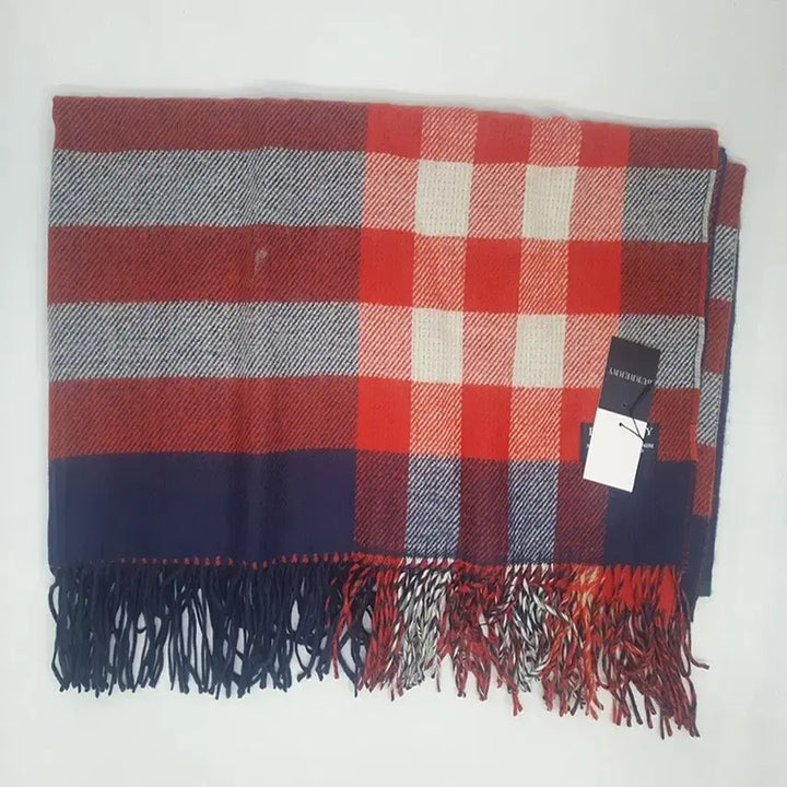 [BUNJANG] Burberry Check Merino Wool Cashmere Orange Shawl / 버버리 체크 메리노울 캐시미어 오렌지 숄