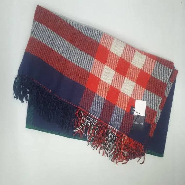 [BUNJANG] Burberry Check Merino Wool Cashmere Orange Shawl / 버버리 체크 메리노울 캐시미어 오렌지 숄