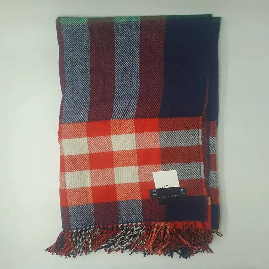 [BUNJANG] Burberry Check Merino Wool Cashmere Orange Shawl / 버버리 체크 메리노울 캐시미어 오렌지 숄