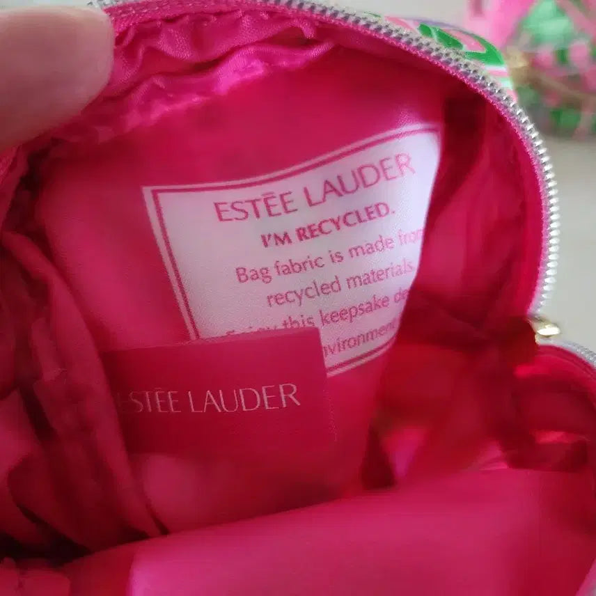 [BUNJANG] Estee Lauder Pink Pattern Pouch with Shell Charm / 에스티로더 파우치 핑크 패턴 쉘 참 장식 (새상품)