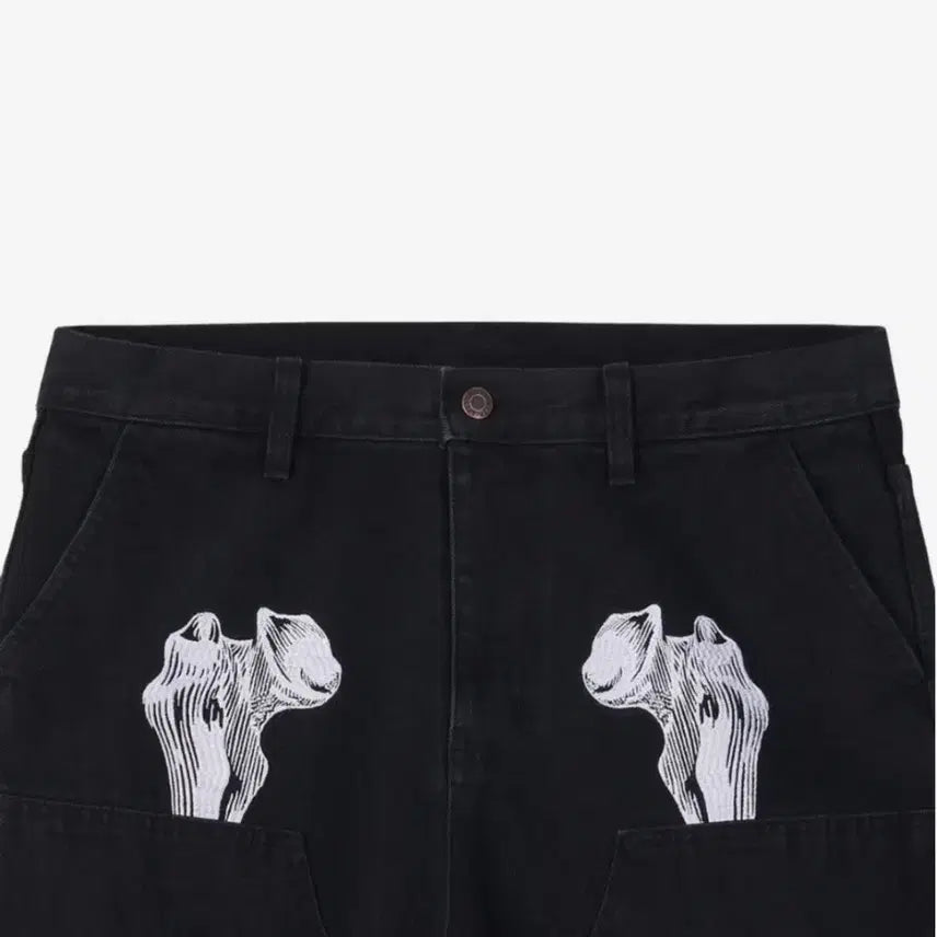 [BUNJANG] Laper Skeleton Double Knee Denim Pants / (새상품)라퍼 스켈레톤 더블니 데님팬츠