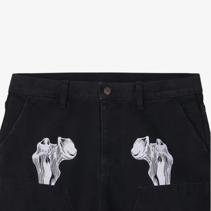 [BUNJANG] Laper Skeleton Double Knee Denim Pants / (새상품)라퍼 스켈레톤 더블니 데님팬츠