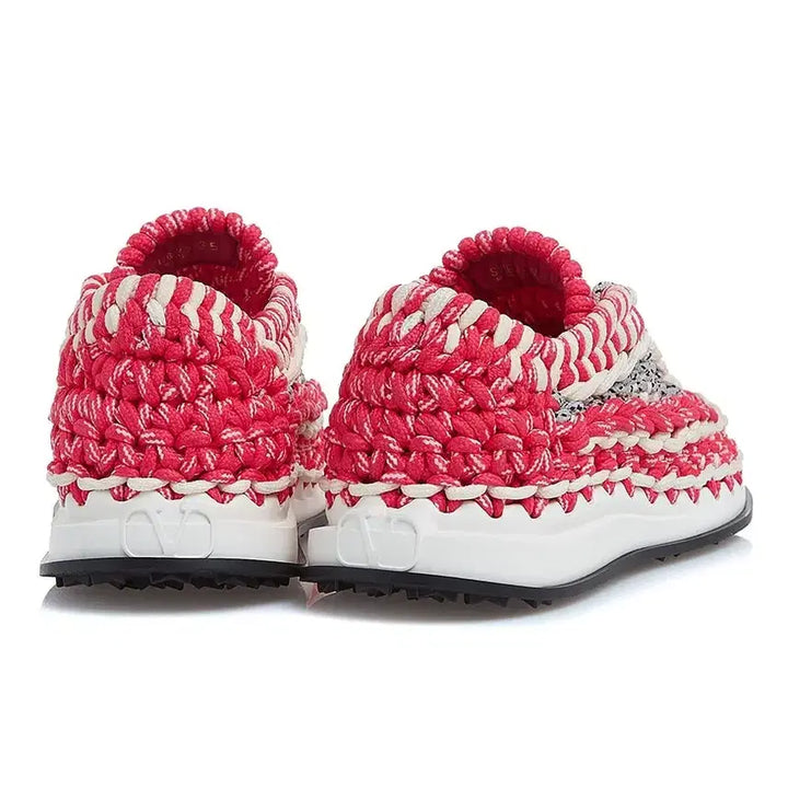 [BUNJANG] Valentino Garavani Crochet Sneakers Pink 36.5 / 발렌티노 가라바니 여성 크로쉐 스니커즈 핑크 36.5