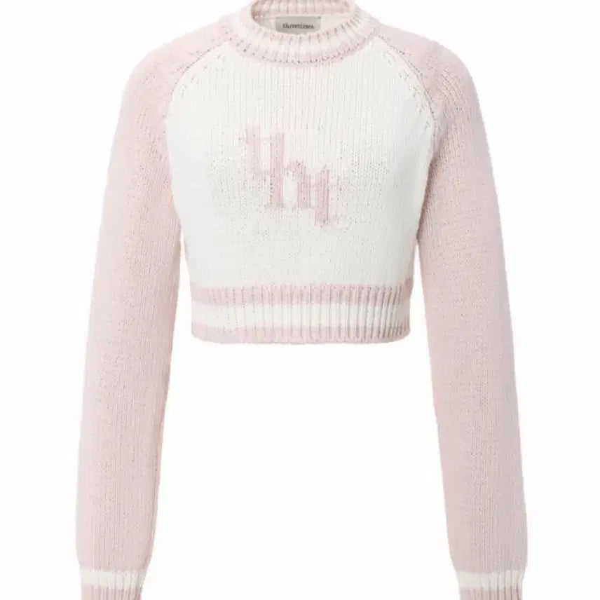 [BUNJANG] 3xTimes Jacquard Crop Knit Pink / 쓰리타임즈 자카드 크롭니트 핑크