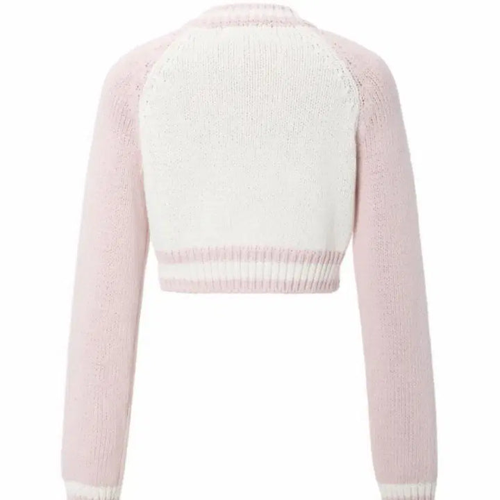 [BUNJANG] 3xTimes Jacquard Crop Knit Pink / 쓰리타임즈 자카드 크롭니트 핑크