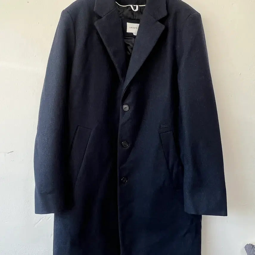 [BUNJANG] Lacoste Men's Dark Navy Half Coat / 라코스테 남성 다크네이비 하프코트 싱글코트 48