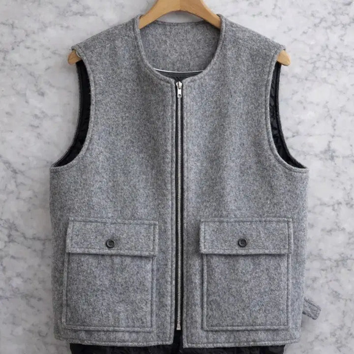 [BUNJANG] Designer Quilted Vest / 거의 새상품 따뜻한 모 퀼팅 디자이너 베스트 조끼 (556677 사이즈)