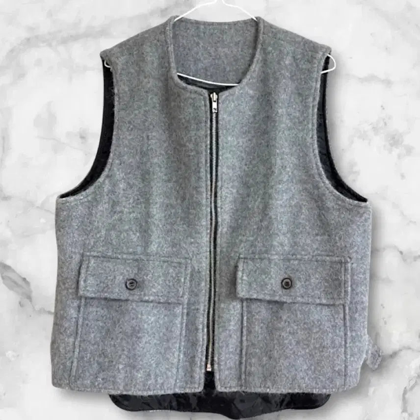 [BUNJANG] Designer Quilted Vest / 거의 새상품 따뜻한 모 퀼팅 디자이너 베스트 조끼 (556677 사이즈)
