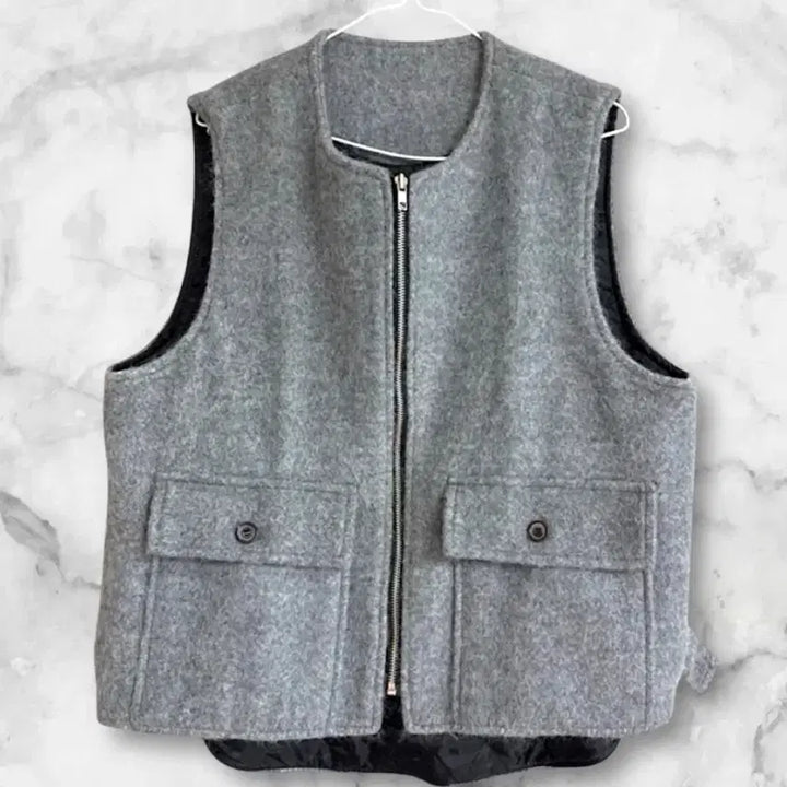 [BUNJANG] Designer Quilted Vest / 거의 새상품 따뜻한 모 퀼팅 디자이너 베스트 조끼 (556677 사이즈)