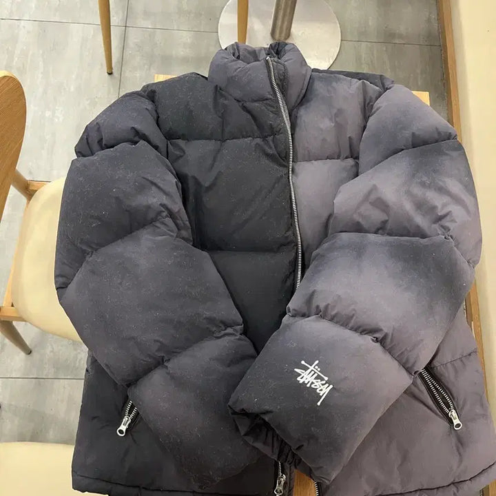 [BUNJANG] Stussy Recycled Nylon Down Puffer Vintage Black Jacket / [M] 스투시 리사이클 나일론 다운 퍼퍼 빈티지 블랙