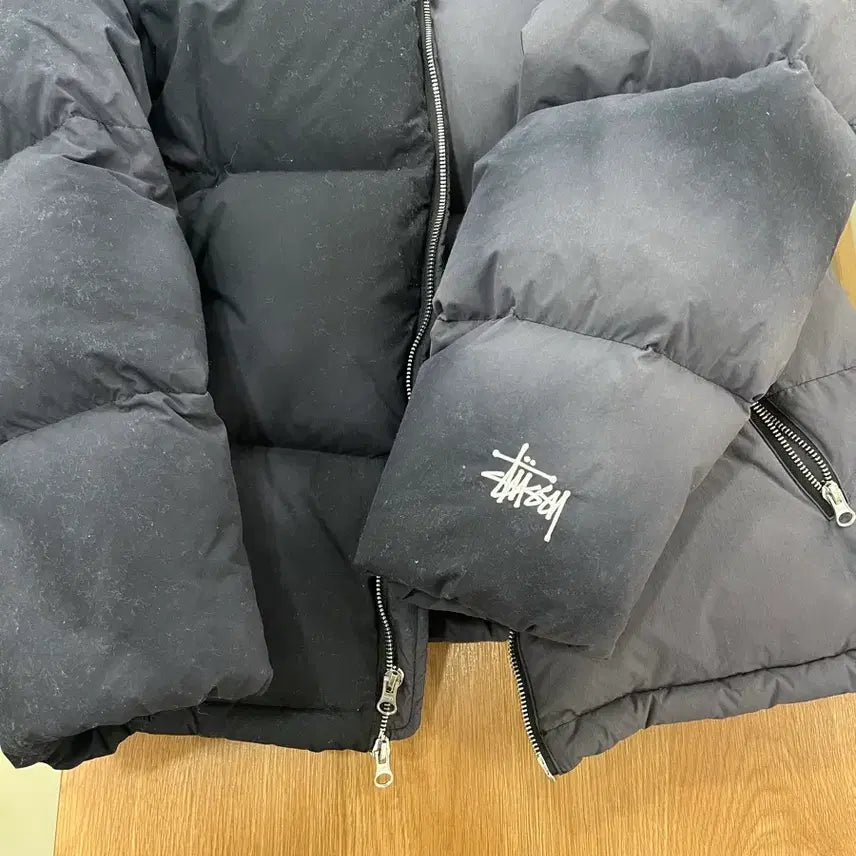[BUNJANG] Stussy Recycled Nylon Down Puffer Vintage Black Jacket / [M] 스투시 리사이클 나일론 다운 퍼퍼 빈티지 블랙