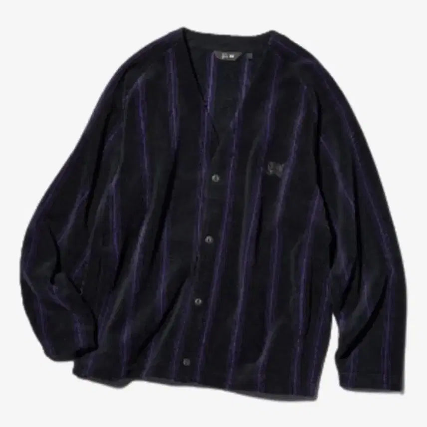 [BUNJANG] Uniqlo x Needles Stripe Cardigan Black M / 유니클로 x 니들스 스트라이프 가디건 블랙 m