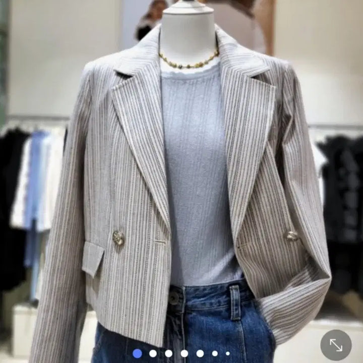 [BUNJANG] DUEL L231PSF013 Blue Jacket / 듀엘 스트라이프 숏 자켓 L231PSF013 블루 55사이즈