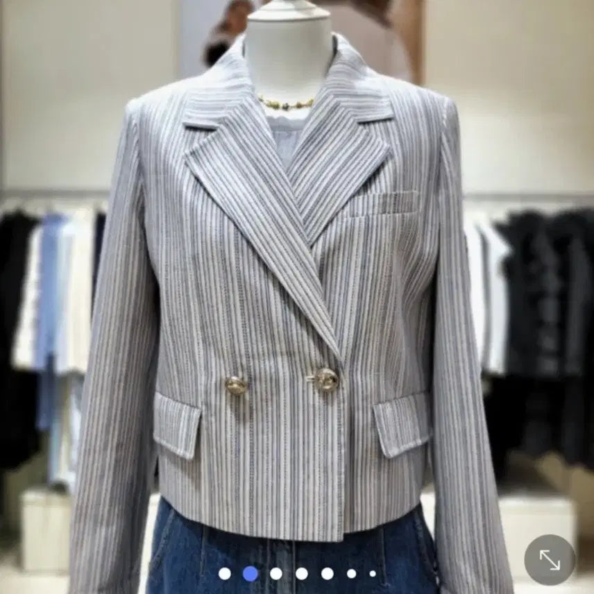 [BUNJANG] DUEL L231PSF013 Blue Jacket / 듀엘 스트라이프 숏 자켓 L231PSF013 블루 55사이즈