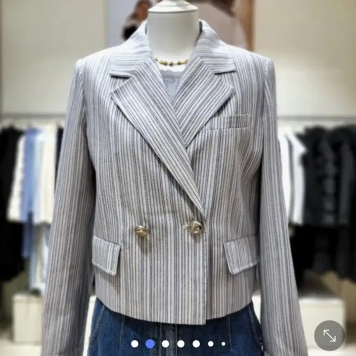 [BUNJANG] DUEL L231PSF013 Blue Jacket / 듀엘 스트라이프 숏 자켓 L231PSF013 블루 55사이즈