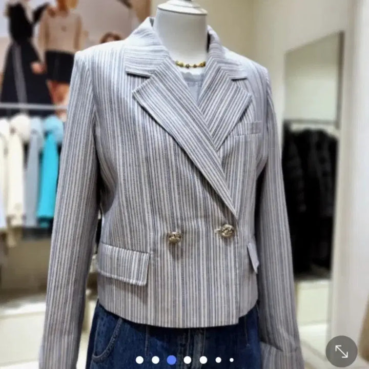 [BUNJANG] DUEL L231PSF013 Blue Jacket / 듀엘 스트라이프 숏 자켓 L231PSF013 블루 55사이즈