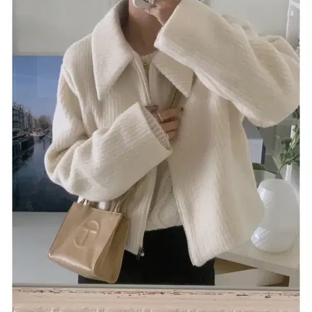 [BUNJANG] Milk Mohair Jacket - Ivory / 유리에 밀크 모헤어 자켓 / 아이보리