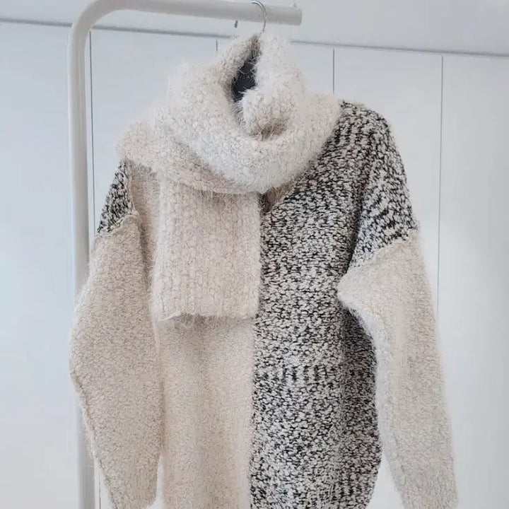 [BUNJANG] Knit Sweater Muffler Set / 니트 스웨터 머플러세트