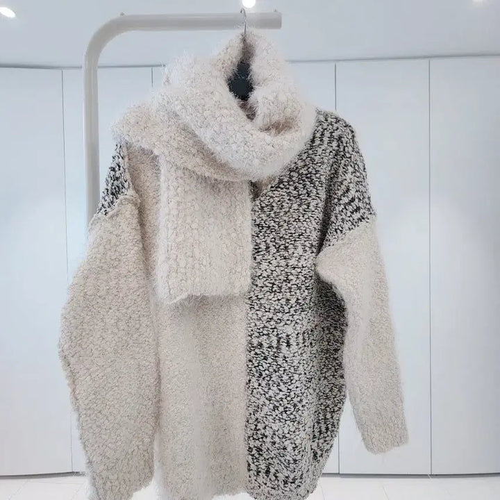 [BUNJANG] Knit Sweater Muffler Set / 니트 스웨터 머플러세트