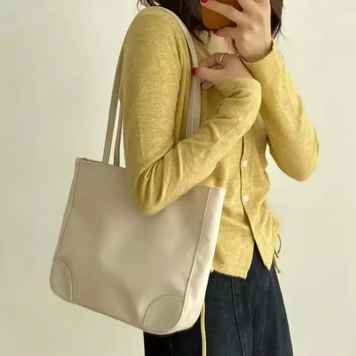 [BUNJANG] Ivory Pale Yellow Nylon Shoulder Bag / 아이보리 연노랑 숄더백 나일론