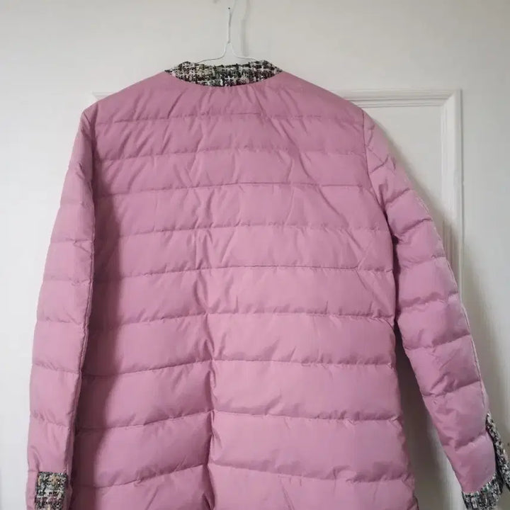 [BUNJANG] Pink Goose Down Tweed Padded Jacket / 핑크 구스 트위드패딩 자켓
